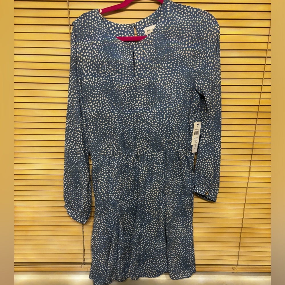 Blue print dress with belt brand new